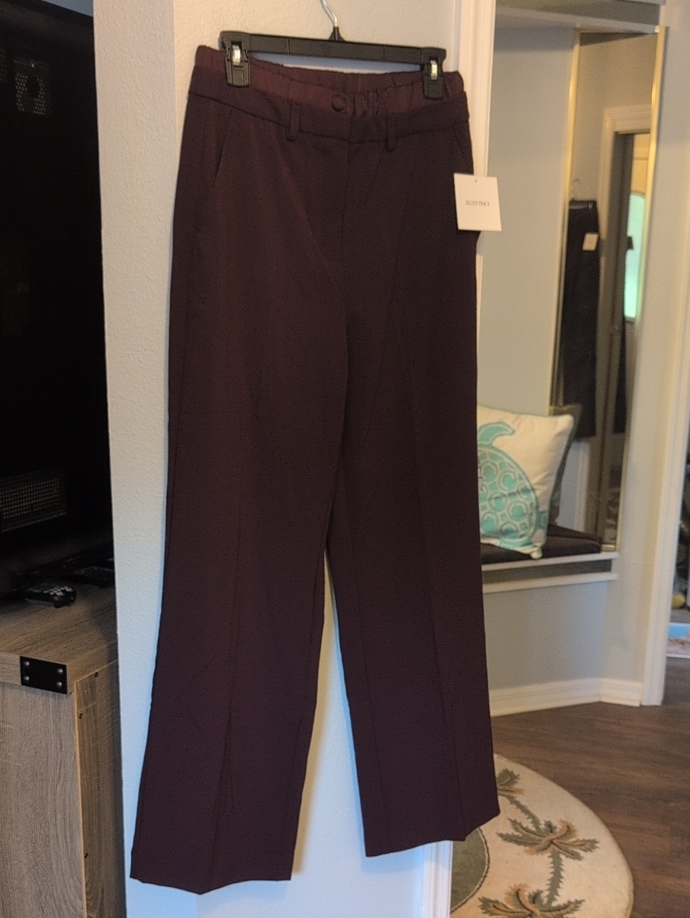 Ellen Tracy Wide-Leg Pants in Deep Plum Brand New